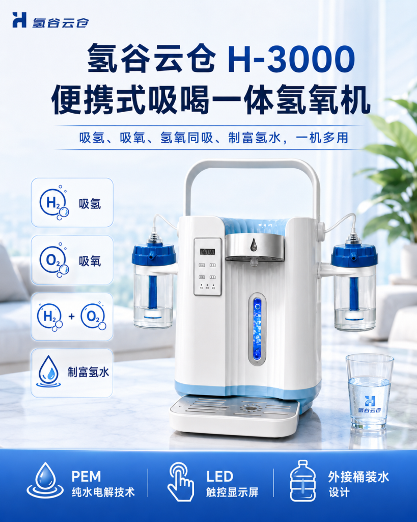 氢谷云仓 H-3000 吸喝一体机富氢水机大流量吸氢机3000ml氢氧机